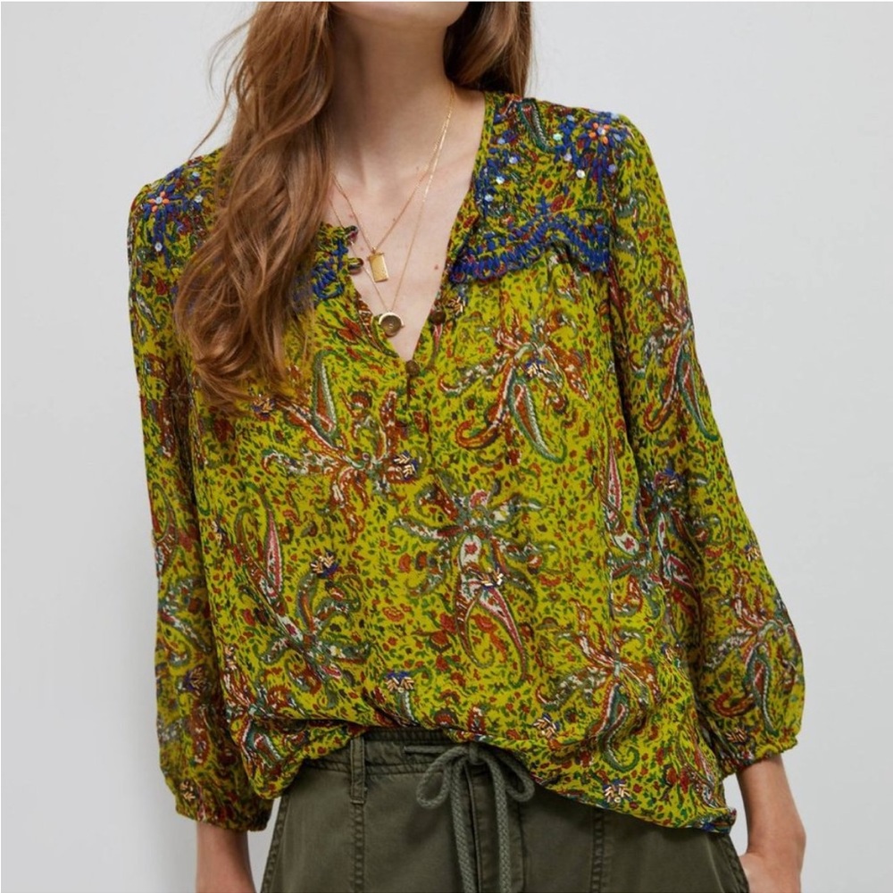 Anthropologie HTF Priya Beaded Blouse NWT Size Medium